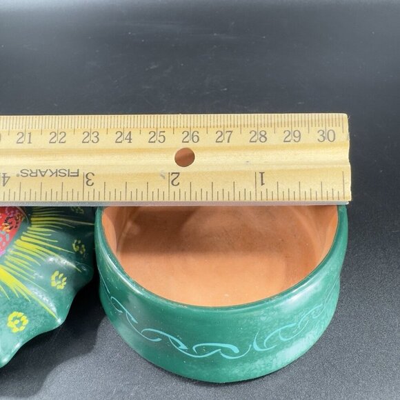 Mexican Pottery RedWare Trinket Dish Holder Container Sun Shaped Isidoro Signed - Picture 4 of 15